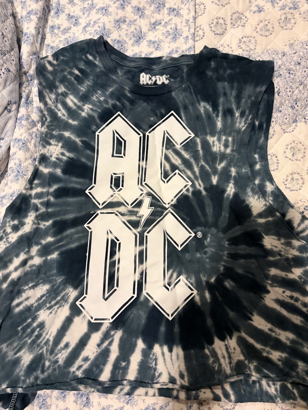 AC/DC Unisex Tie-Dye Cut Off Cropped Top